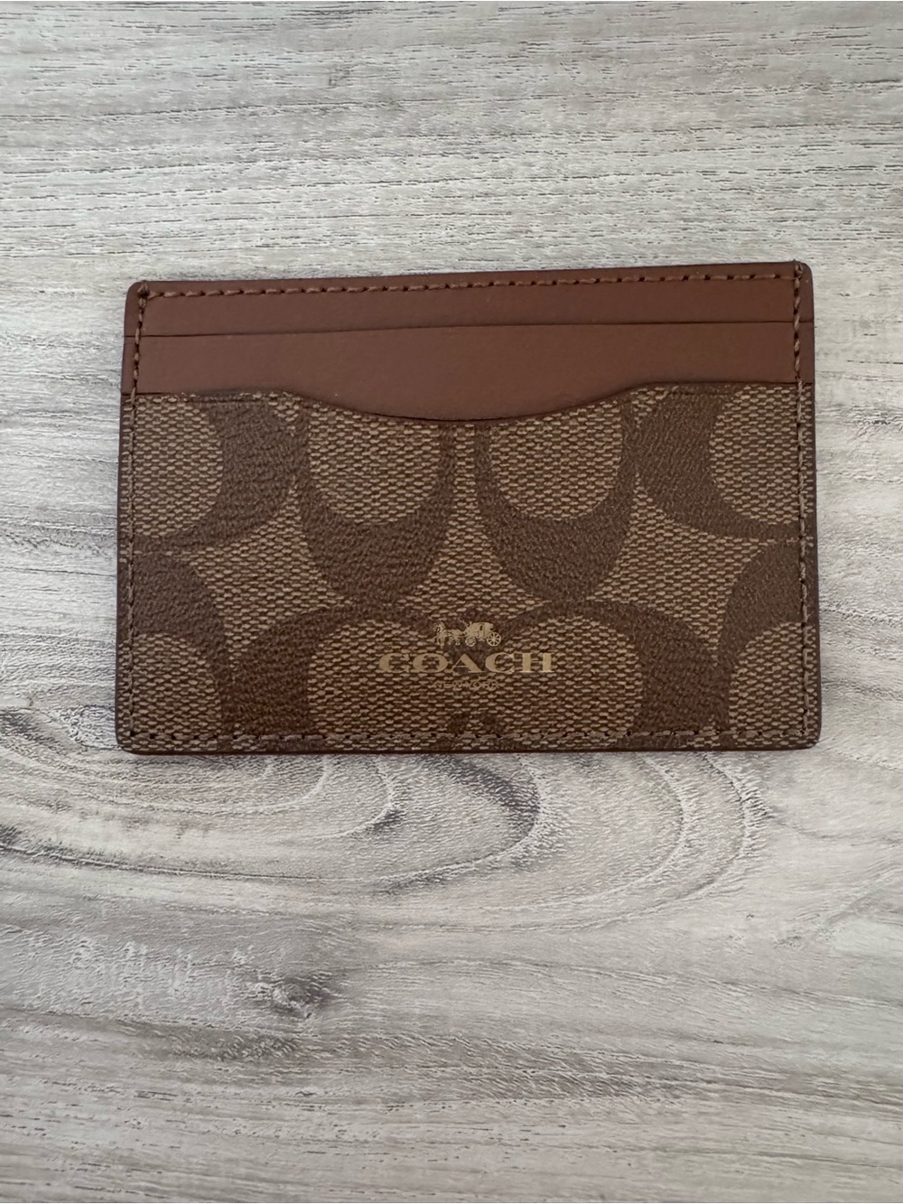 NWOT COACH Brown Signature Canvas Card Case